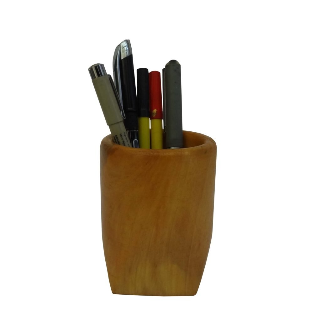 Wooden pen Holder Squarish Round - Gangamani Fashions (Art & Crafts)