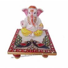 Marble Chowki Ganesh Ji Yellow