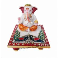 Marble Chowki Ganesh Ji Orange