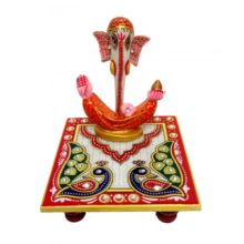 Trunk Ganesh ji statue saffron
