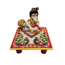 Marble Chowki with Makhanchor Krishna Statue