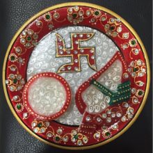 Marble Pooja Plate Swastik