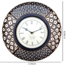 Ethnic Clock Black Peacock design Wall Hanging