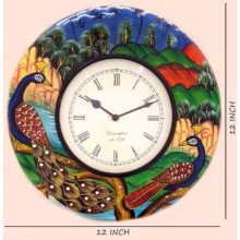 Ethnic Clock Multi Color Peacock Design Wall Hanging Clock